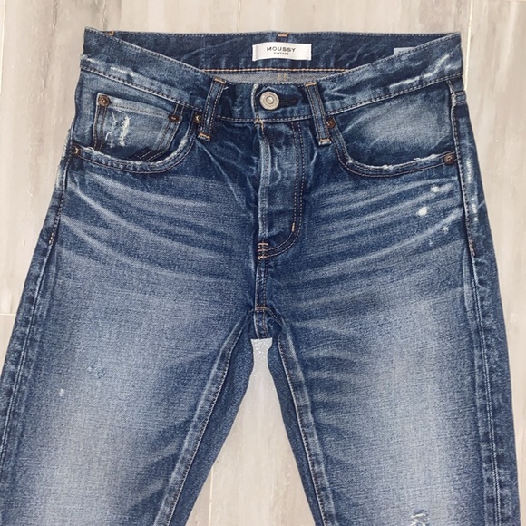 Moussy Vintage Keller Tapered, Japan, Distressed Raw Hem, 26x27, EUC, $391 MSRP - Picture 13 of 16